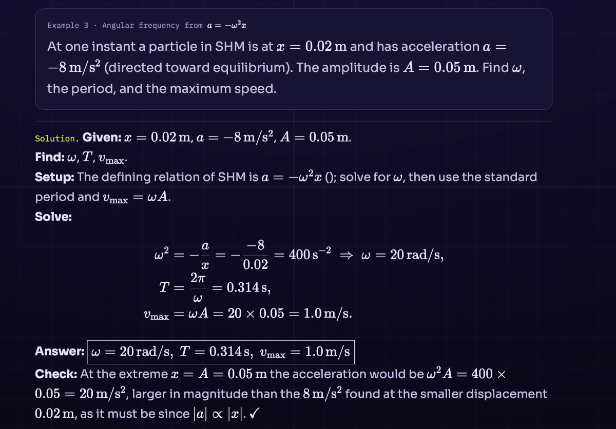 Step 03 · a worked example, given → solve → check